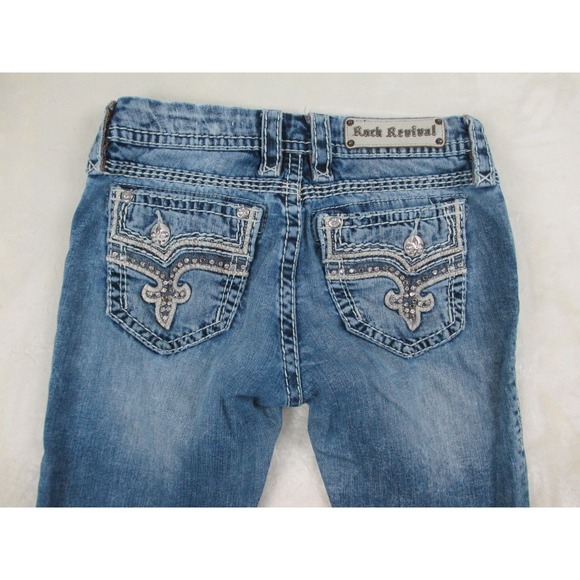 Rock Revival Pants Womens 28 Blue‎ Denim Jeans Janelle Straight Ladies 28X30* - Picture 6 of 16